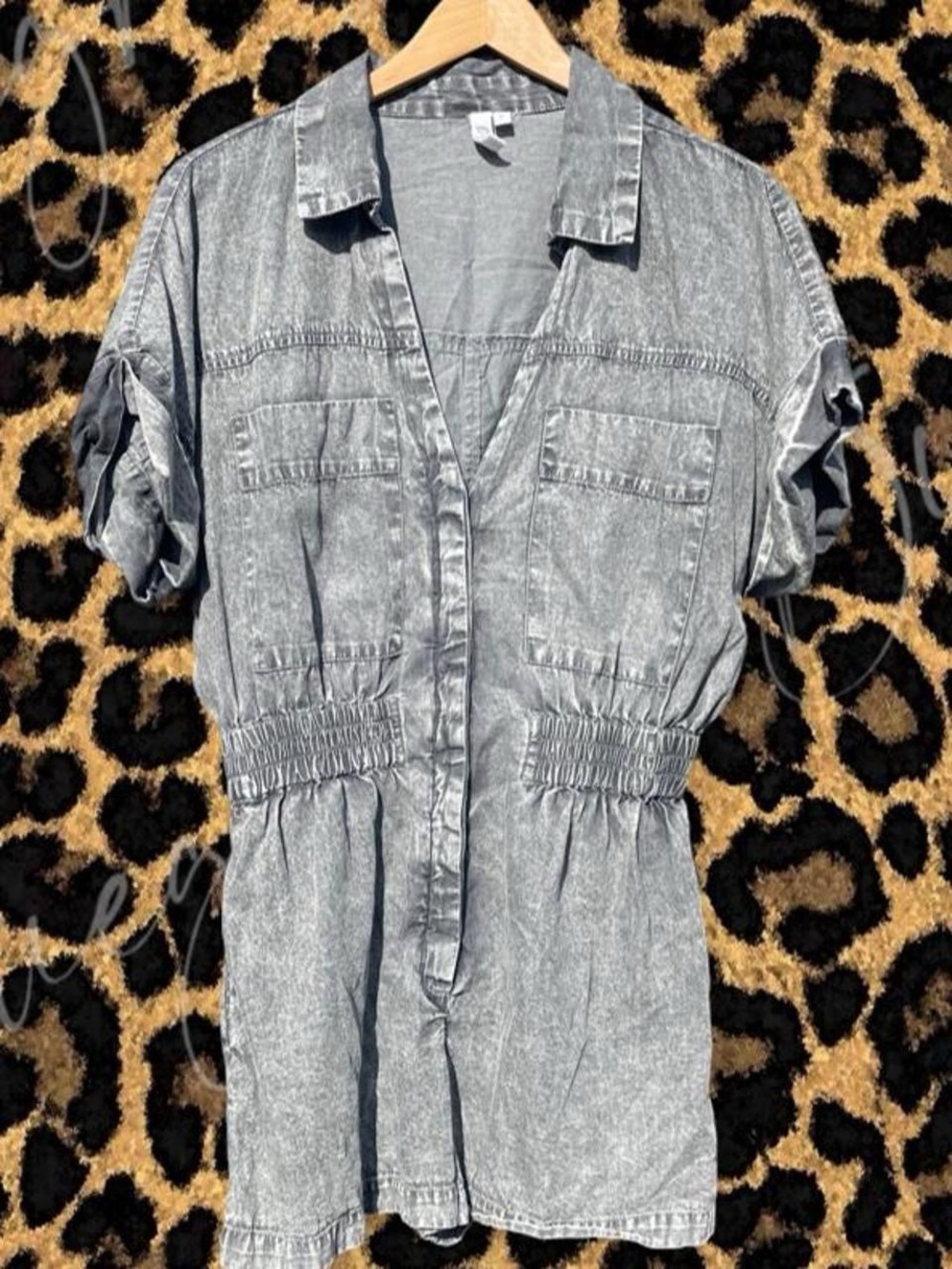 Elan Acid Wash Grey Romper